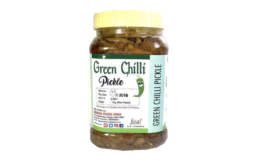Gangawat Green Chilli Pickle    Plastic Jar  1 kilogram